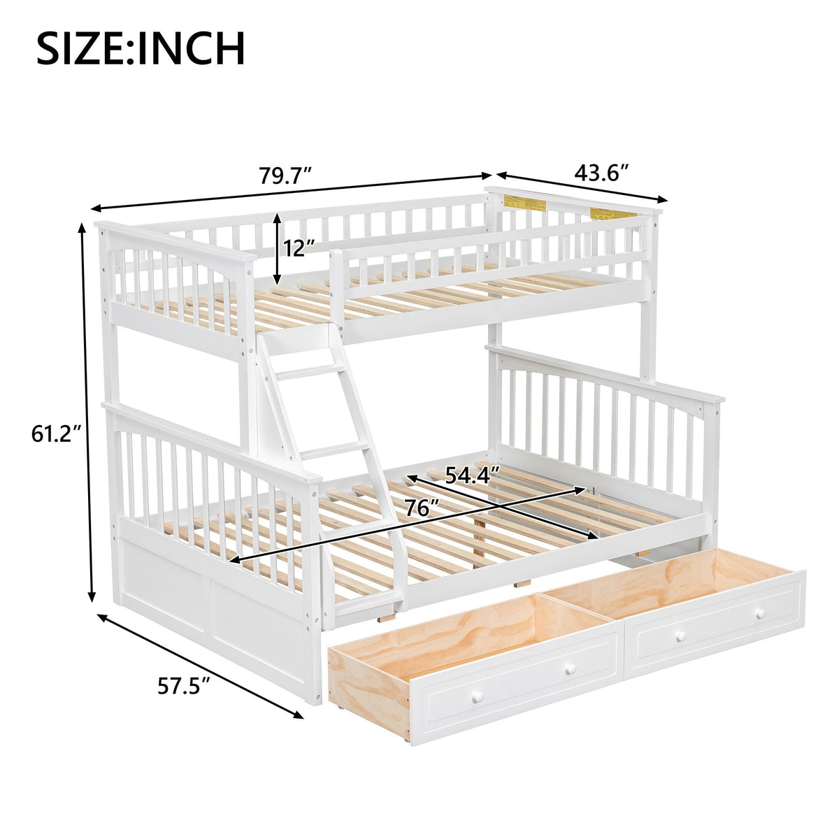 Convertible Storage Bunk Bed with Drawers - Twin Over Full HouseOfZazla