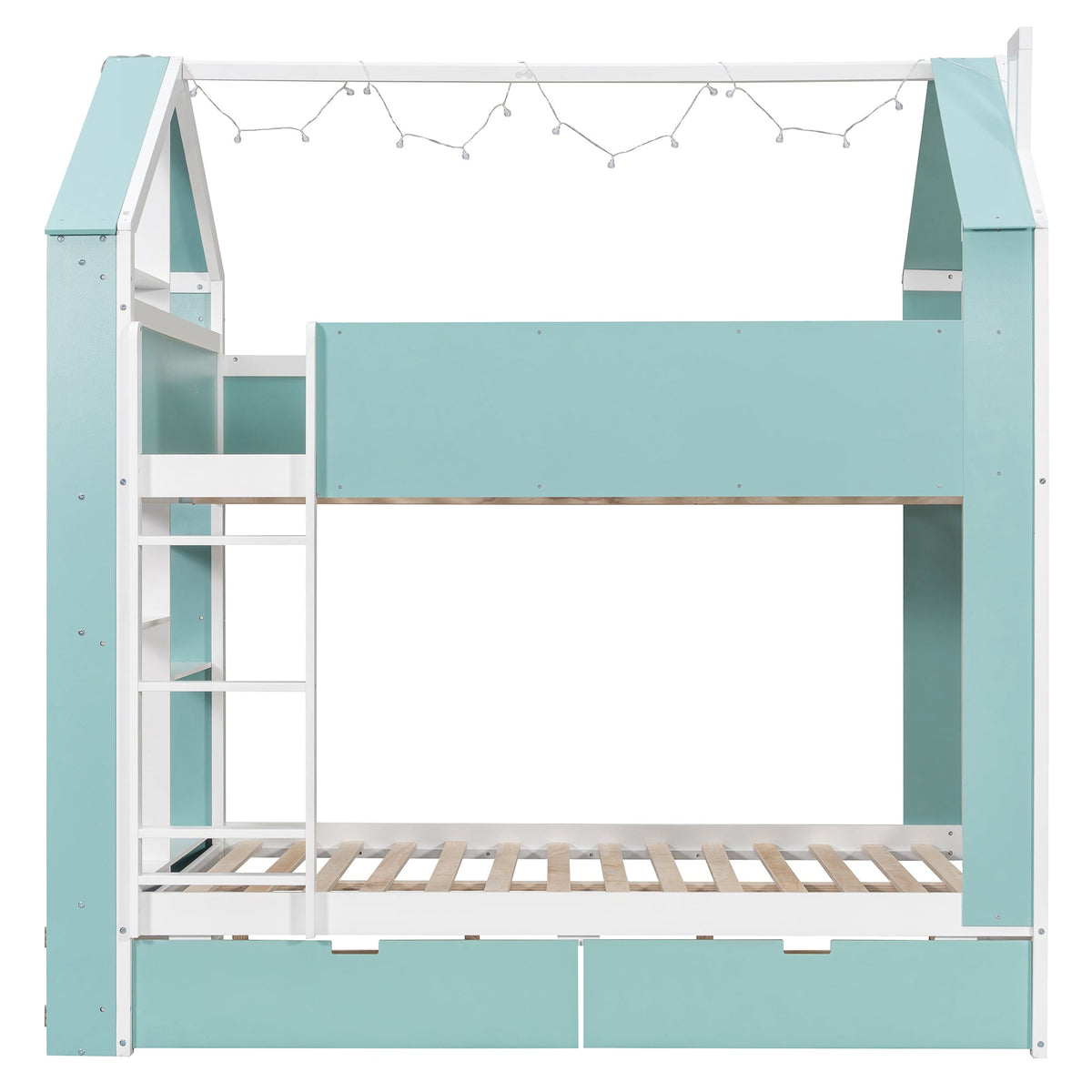 Full Size Bunk Bed with Storage Drawers & Shelves HouseOfZazla
