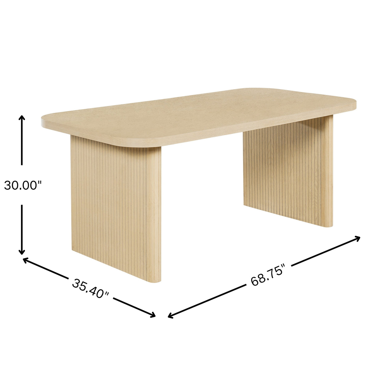 5 Piece Indoor Dining Set with Fluted Rubber Wood Table - Khaki PU Chairs HouseOfZazla