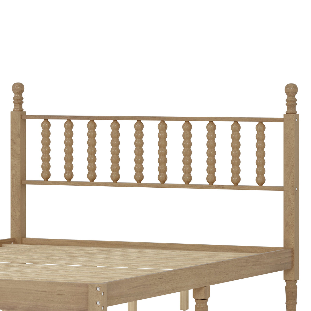 Queen Size Wood Platform Bed with Gourd-Shaped Headboard - Natural Wood HouseOfZazla