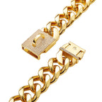 Stainless Steel Golden Single Six-Row Diamond-Encrusted Pet Dog Necklace Collar