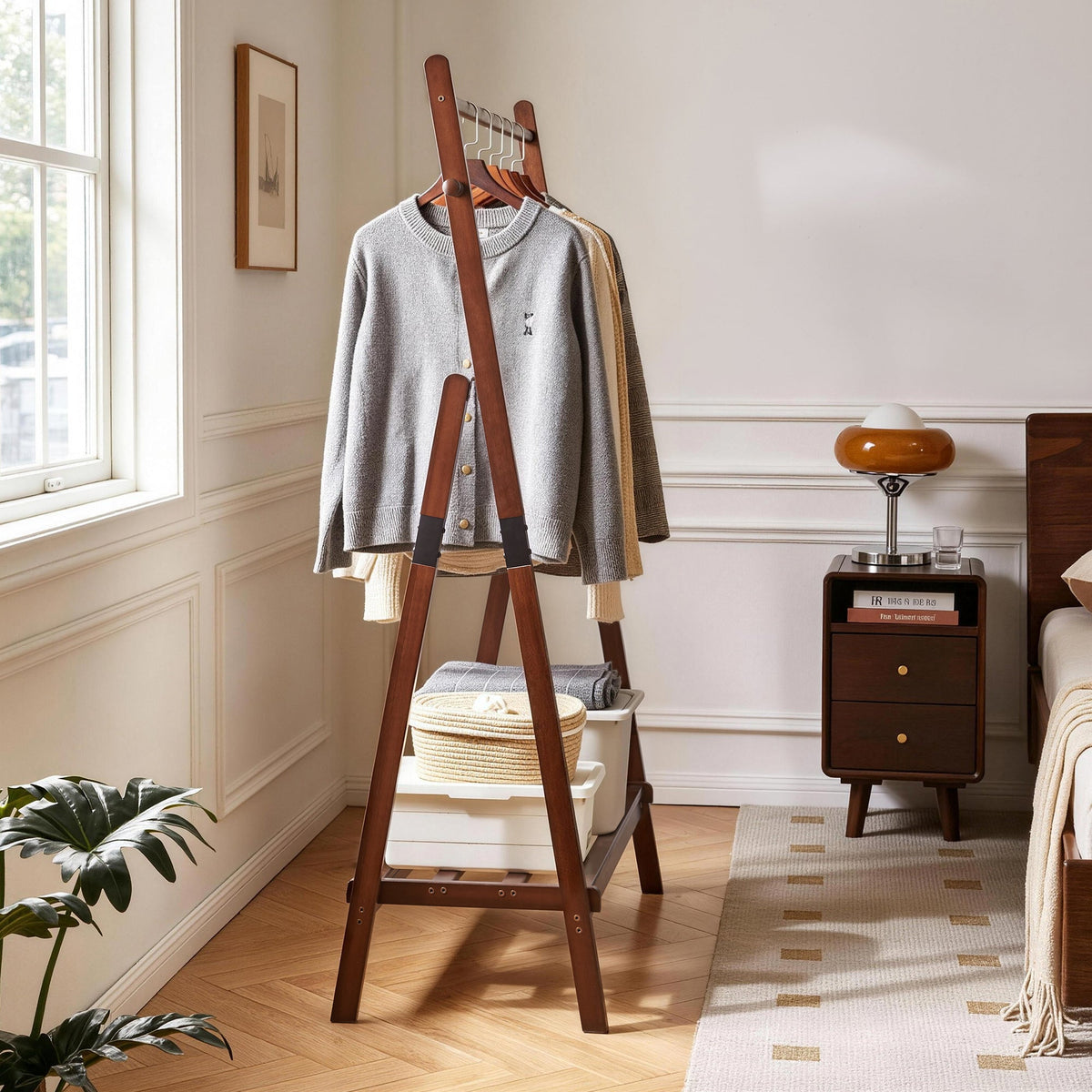 Heavy-Duty Solid Wood Freestanding Clothes Rack HouseOfZazla