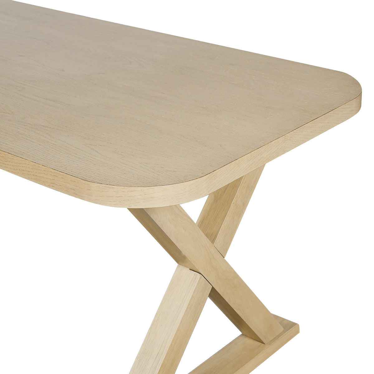 Natural Oak Veneer Dining Table with Rubber Wood Legs - Natural HouseOfZazla