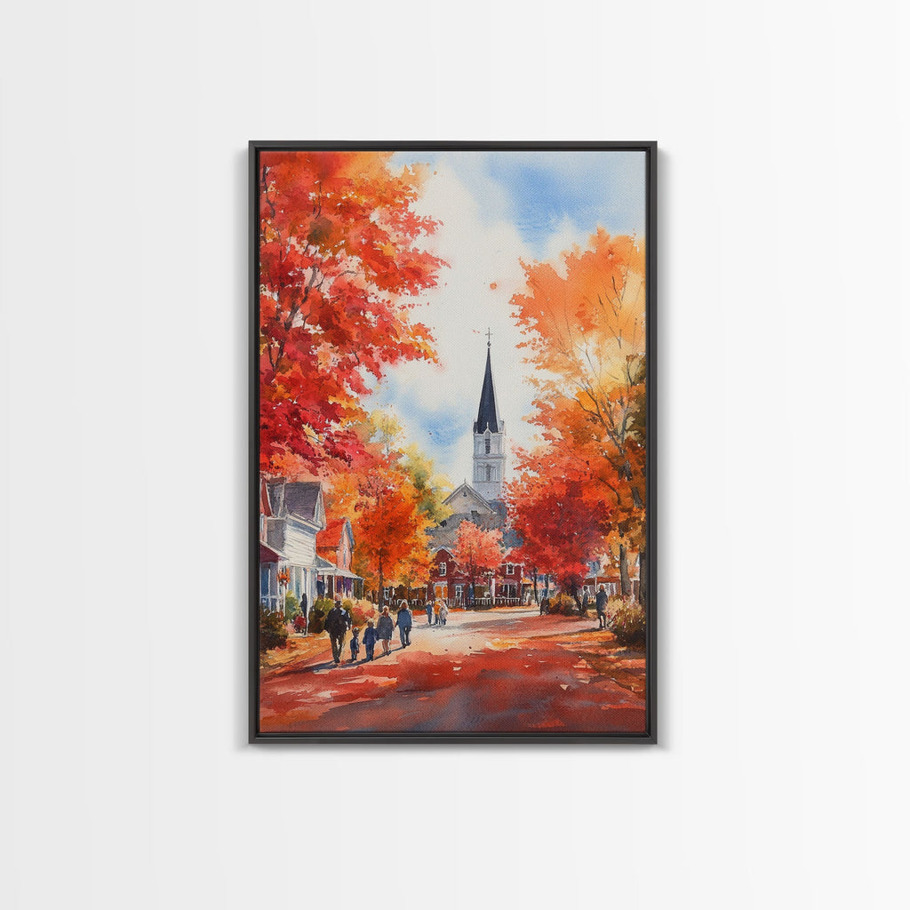 Rustic Red Barn And Tractor In Fall Landscape Framed Canvas Print Autumn Farmhouse Wall Art Seasonal Country Decor Holiday Wall Art NuevArt