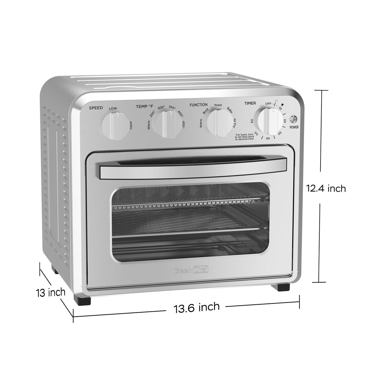 16QT Air Fryer Toaster Oven Combo with Multi-Function Presets - Stainless Steel HouseOfZazla