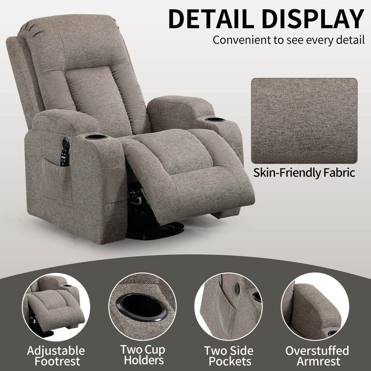 Power Lift Recliner Chair with Massage and Heat - ComfortMAX HouseOfZazla