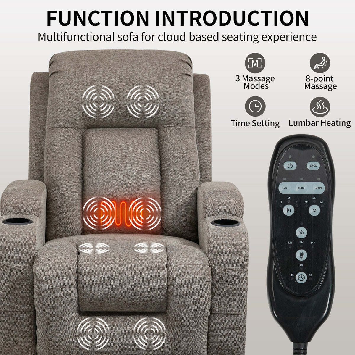 Power Lift Recliner Chair with Massage and Heat - ComfortMAX HouseOfZazla