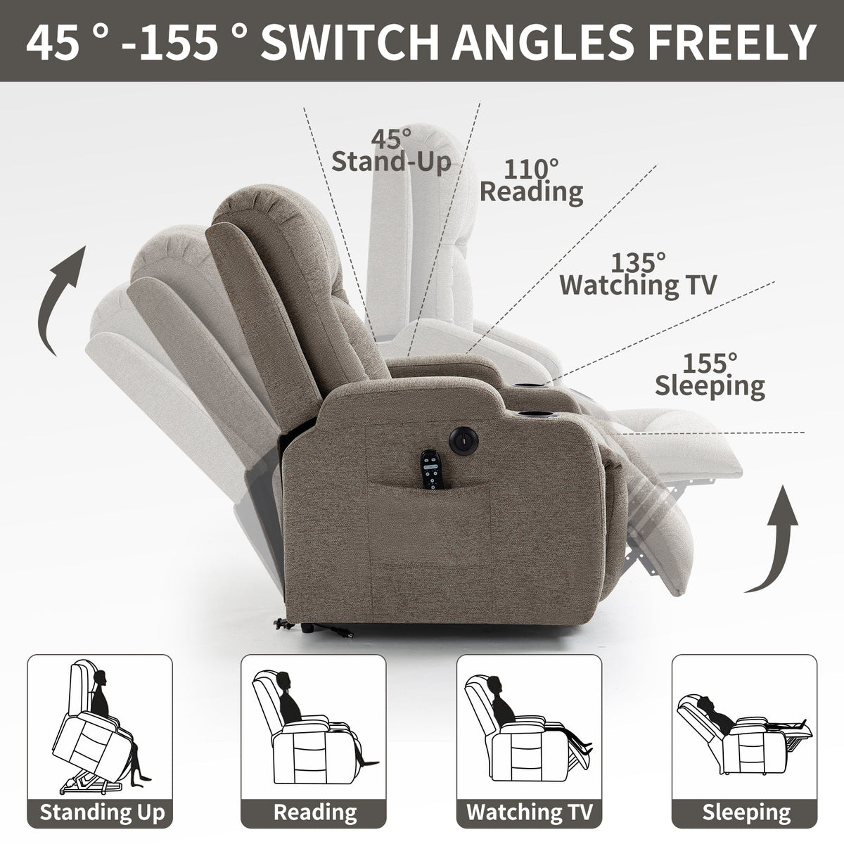 Power Lift Recliner Chair with Massage and Heat - ComfortMAX HouseOfZazla