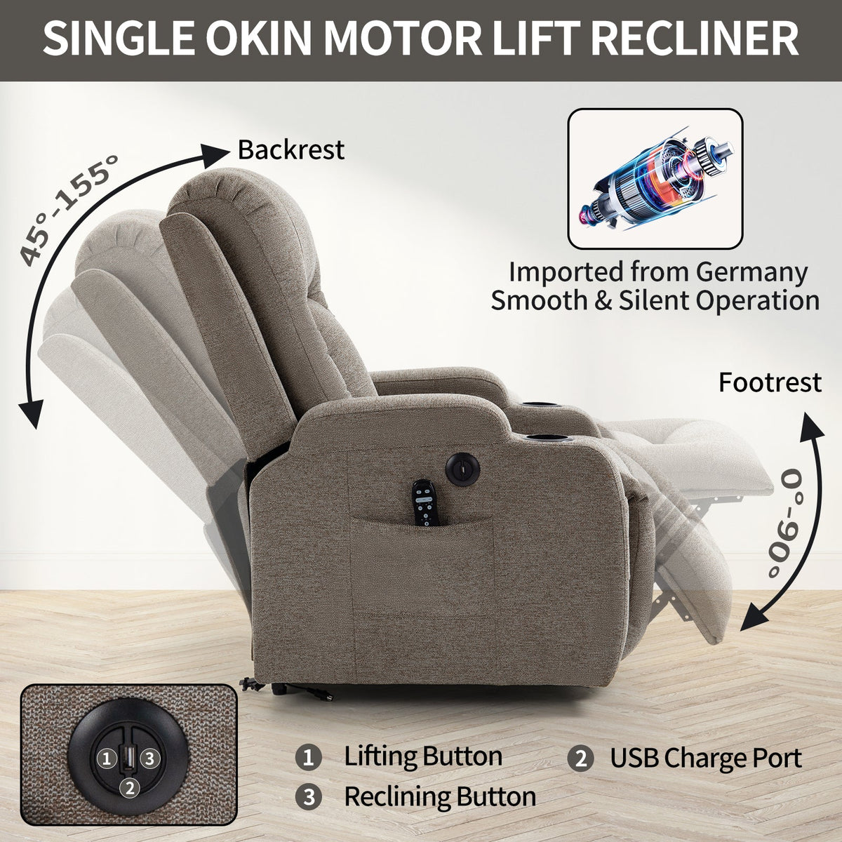Power Lift Recliner Chair with Massage and Heat - ComfortMAX HouseOfZazla