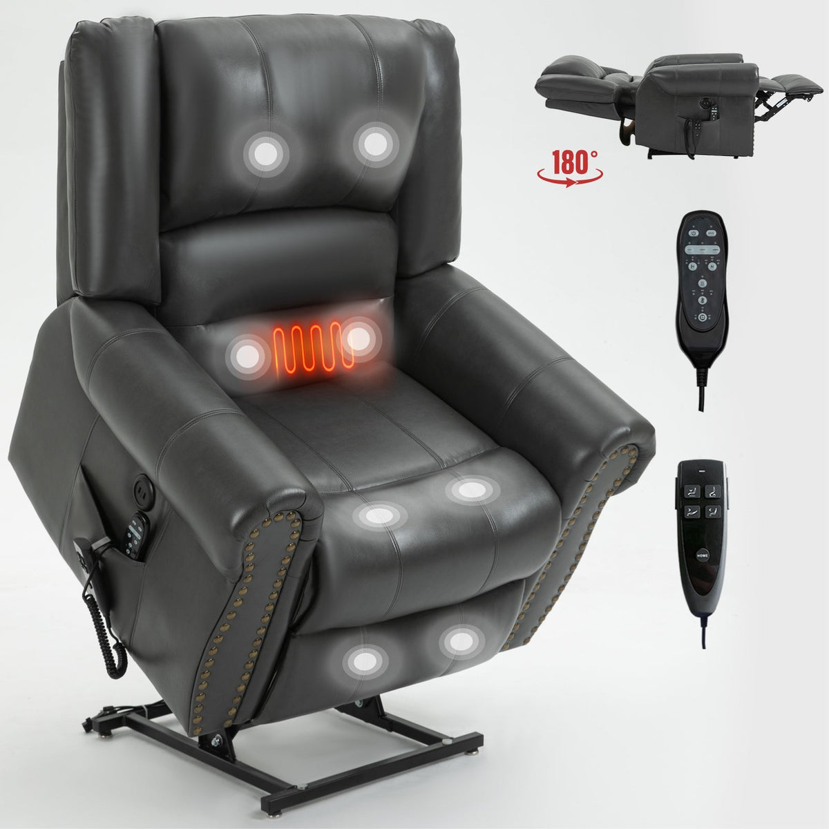 Power Lift Recliner Chair With Heat & Massage Features