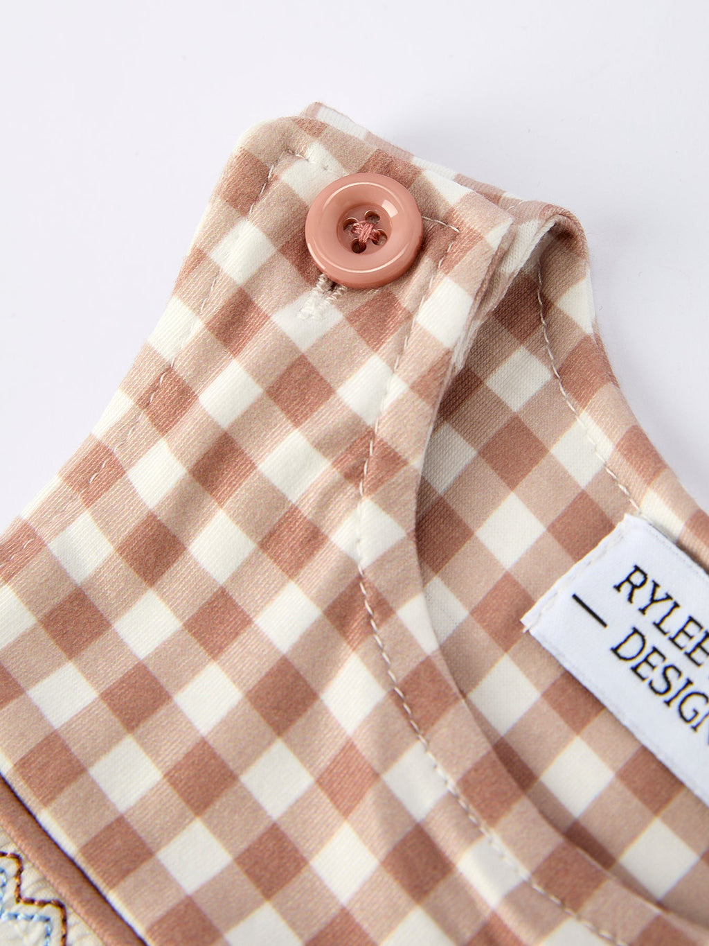 Christmas Vintage-Style Plaid Embroidered Gingerbread and Bows Boy Romper Rylee Faith Designs
