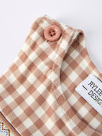 Christmas Vintage-Style Plaid Embroidered Gingerbread and Bows Boy Romper Rylee Faith Designs