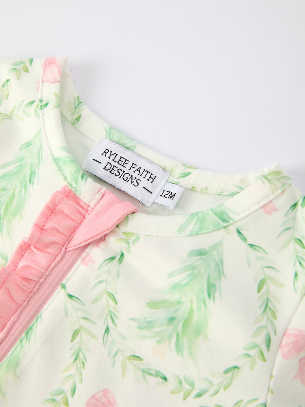Christmas Tree Wreath Print Long Sleeve Zip Baby Girls Romper Rylee Faith Designs