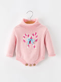 Christmas Candy Cane Bow Knit Baby Girls Romper Rylee Faith Designs