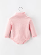 Christmas Candy Cane Bow Knit Baby Girls Romper Rylee Faith Designs