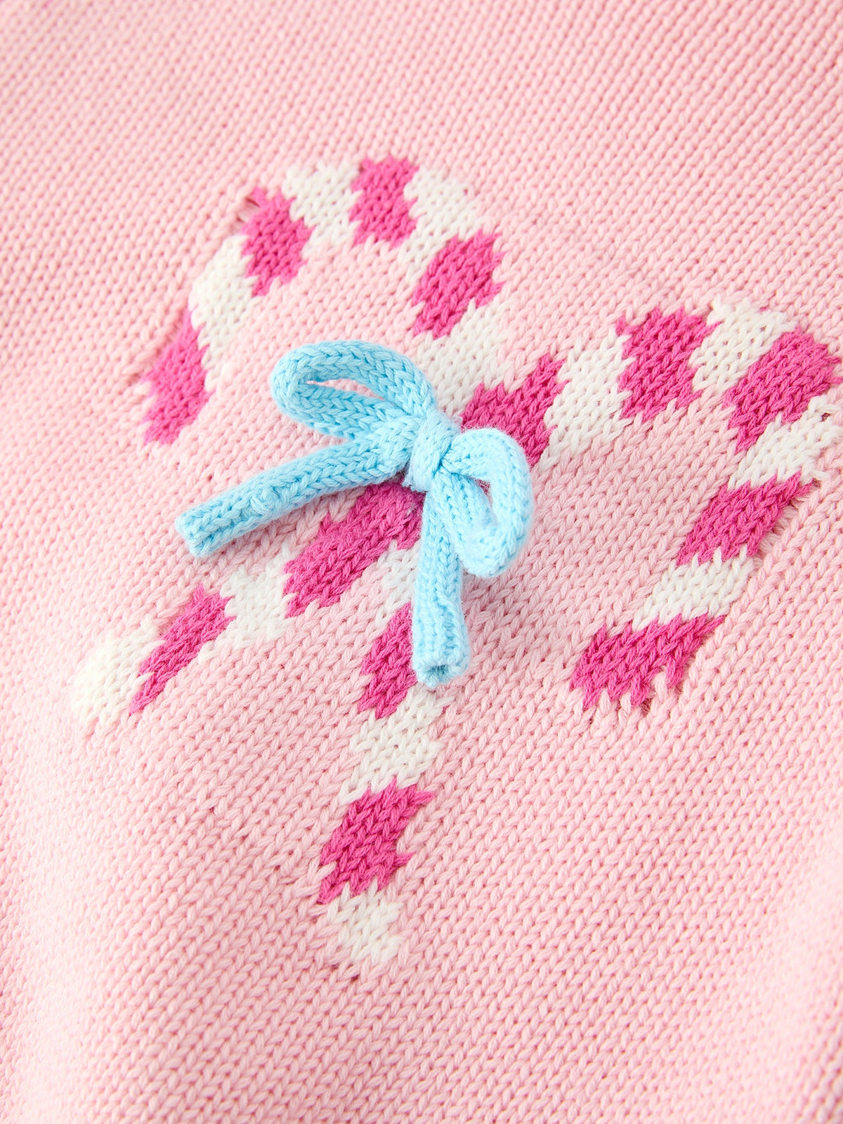Christmas Candy Cane Bow Knit Baby Girls Romper Rylee Faith Designs