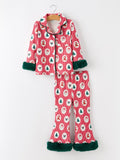 Mommy and Me Christmas Santa Print Pajama Set with Fur Trim Rylee Faith Designs