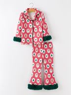 Mommy and Me Christmas Santa Print Pajama Set with Fur Trim Rylee Faith Designs