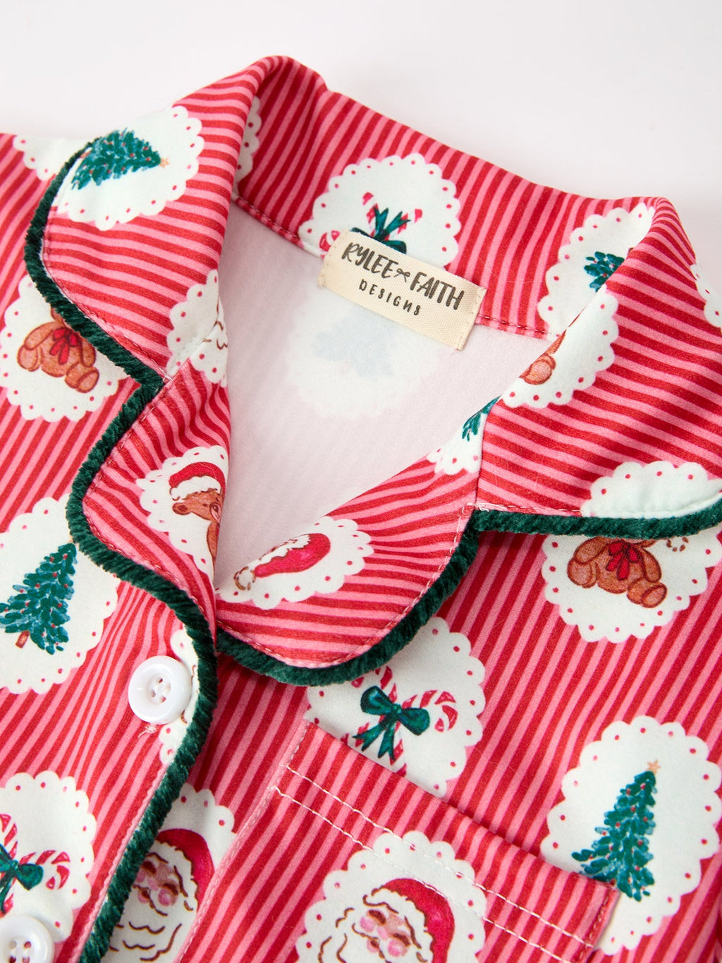 Mommy and Me Christmas Santa Print Pajama Set with Fur Trim Rylee Faith Designs