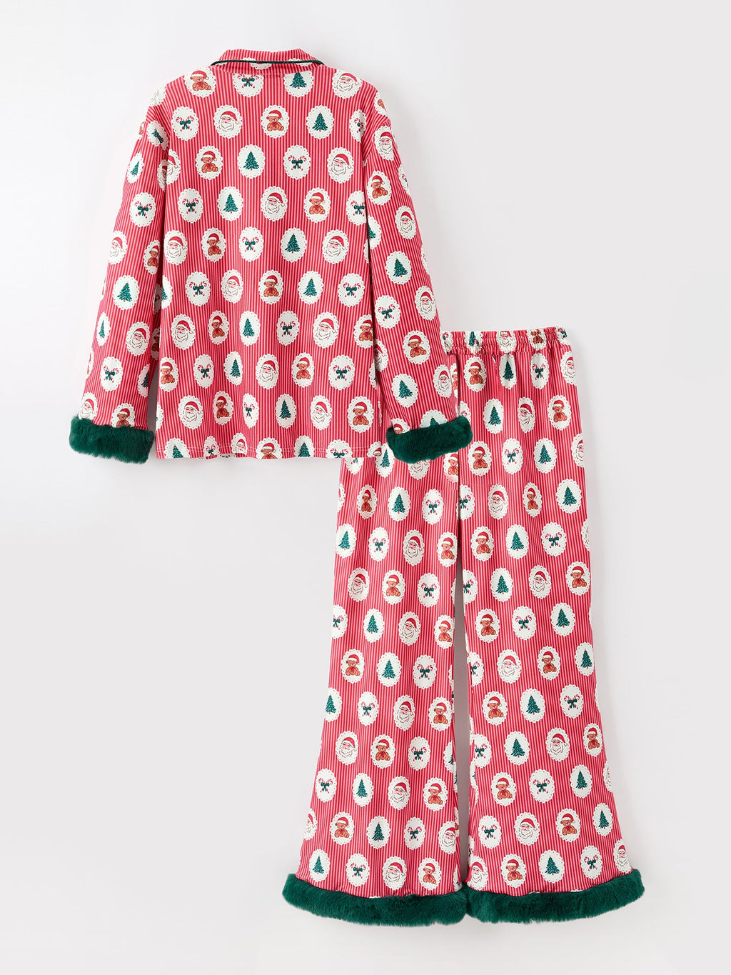 Mommy and Me Christmas Santa Print Pajama Set with Fur Trim Rylee Faith Designs