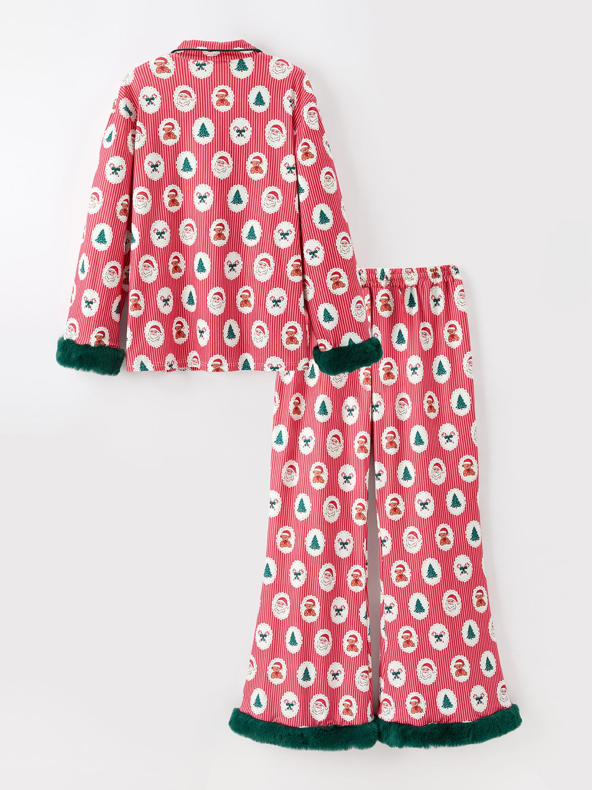 Mommy and Me Christmas Santa Print Pajama Set with Fur Trim Rylee Faith Designs