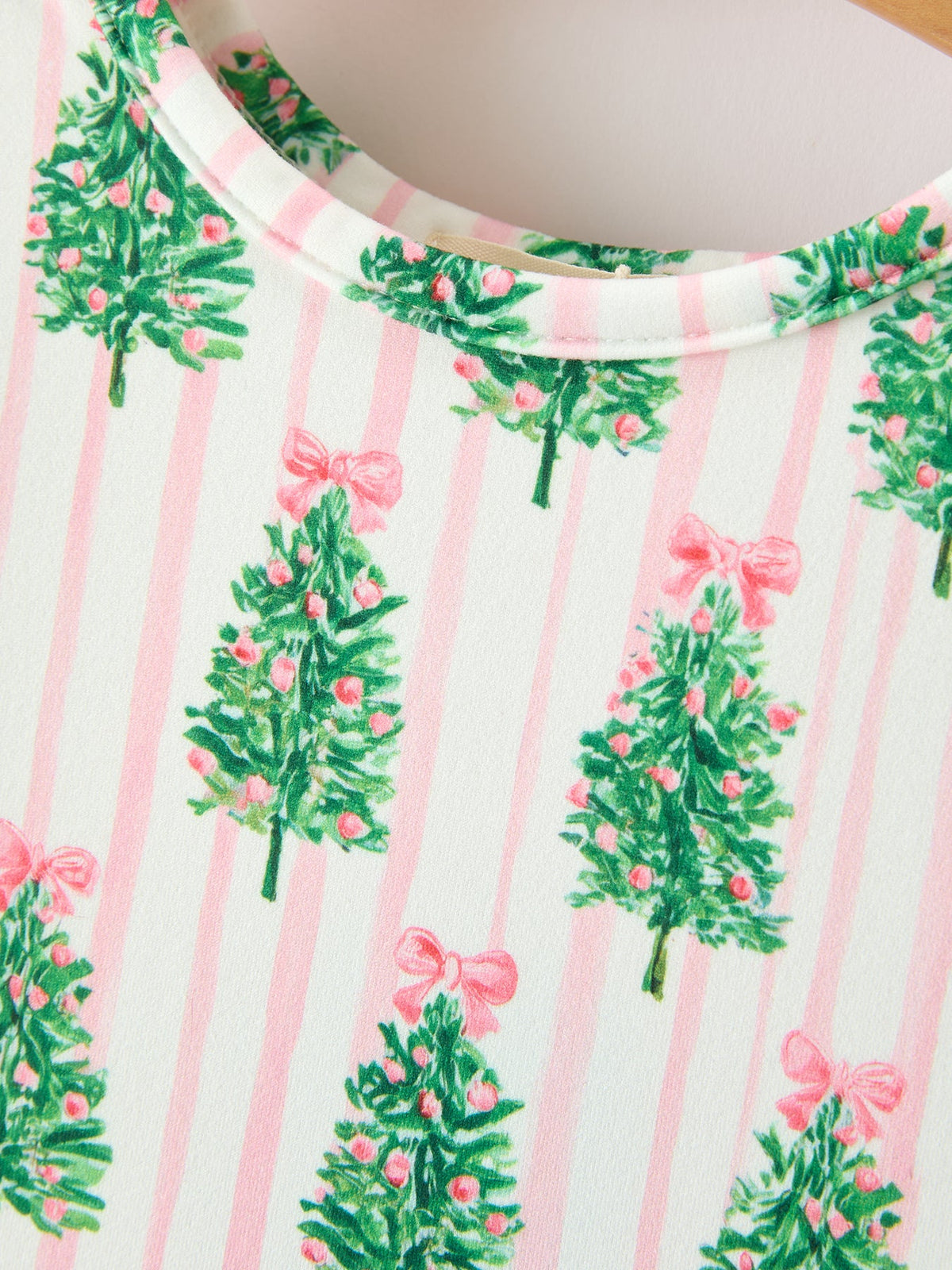 Christmas Girls Pink Stripe Tree Bow Twirl Dress Rylee Faith Designs