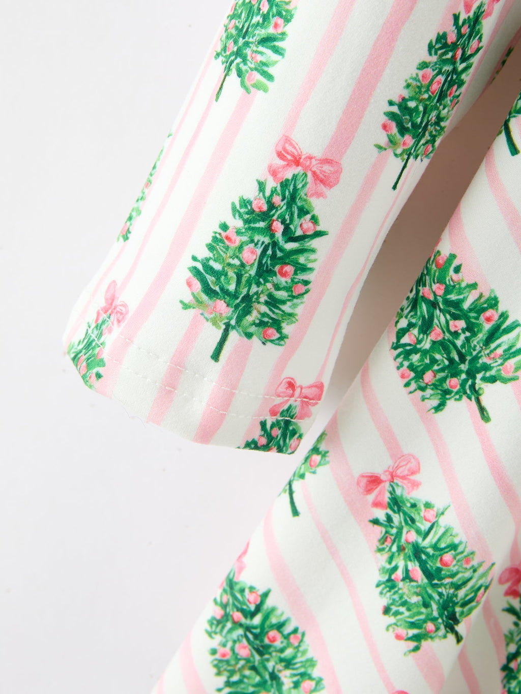 Christmas Girls Pink Stripe Tree Bow Twirl Dress Rylee Faith Designs