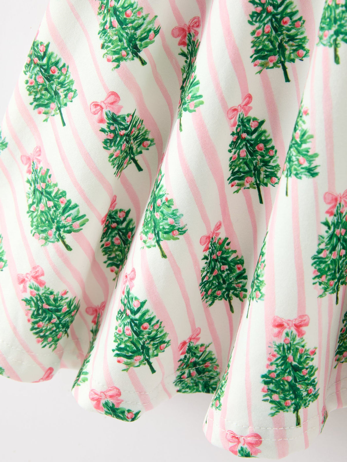 Christmas Girls Pink Stripe Tree Bow Twirl Dress Rylee Faith Designs