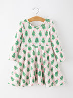 Christmas Girls Pink Stripe Tree Bow Twirl Dress Rylee Faith Designs