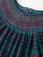 Christmas Girls Plaid Smocked Dres Puff Sleeves Rylee Faith Designs