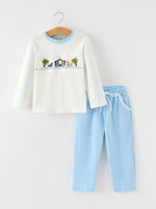 Christmas Nativity Embroidered Boys Long Sleeve Top And Pants Set Rylee Faith Designs