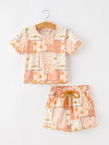 Thanksgiving Pumpkin Patchwork Girls Top And Shorts Outfit Rylee Faith Designs