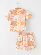 Thanksgiving Pumpkin Patchwork Girls Top And Shorts Outfit Rylee Faith Designs