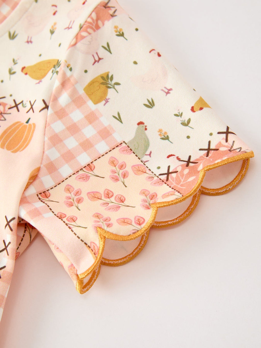 Thanksgiving Pumpkin Patchwork Girls Top And Shorts Outfit Rylee Faith Designs