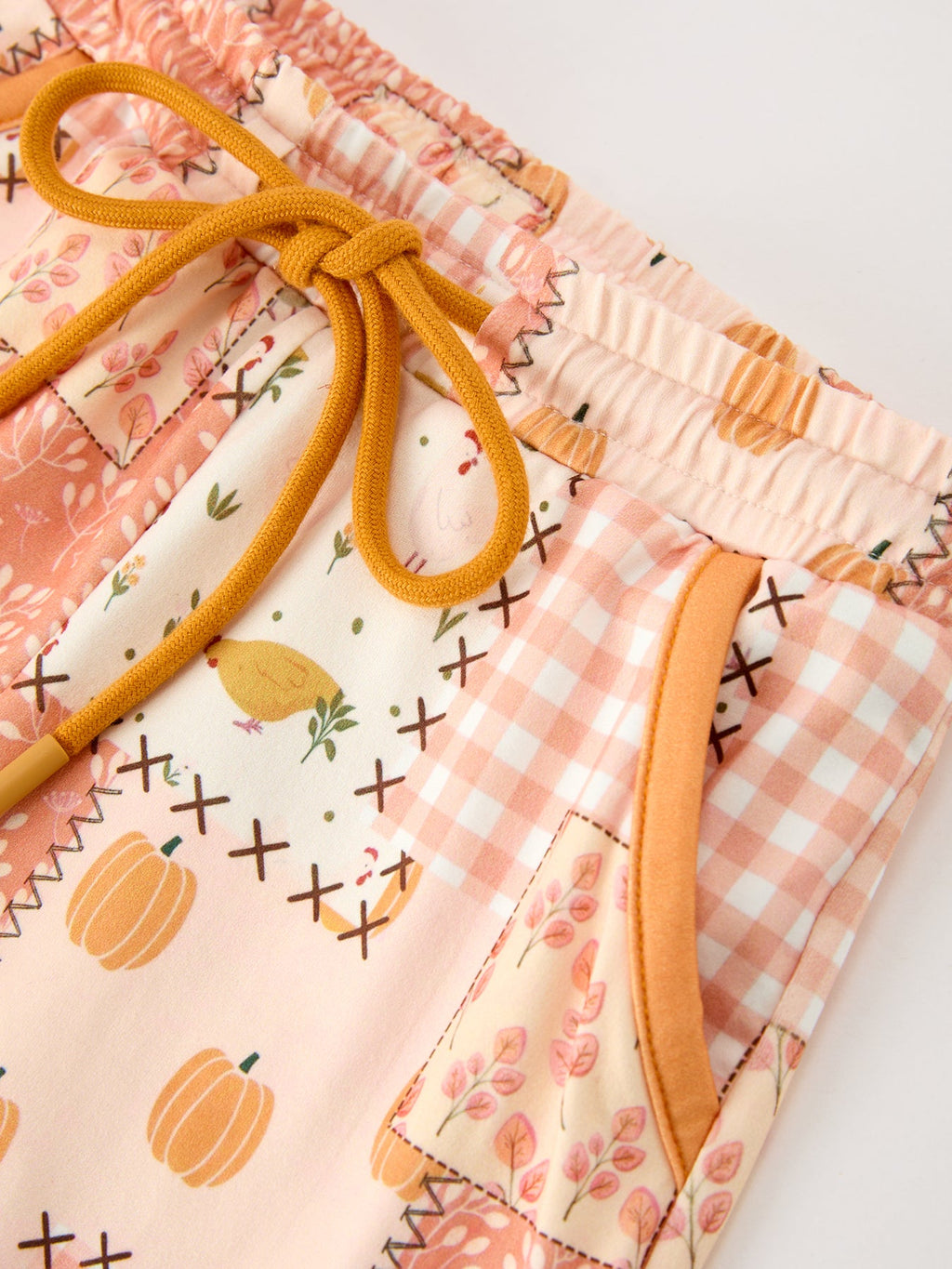 Thanksgiving Pumpkin Patchwork Girls Top And Shorts Outfit Rylee Faith Designs