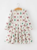 Christmas Bow and Gingerbread Print Girls Twirl Dress Rylee Faith Designs