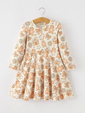Christmas Gingerbread Cookie Girls Long Sleeve Twirl Dress Rylee Faith Designs