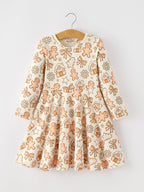 Christmas Gingerbread Cookie Girls Long Sleeve Twirl Dress Rylee Faith Designs