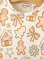 Christmas Gingerbread Cookie Girls Long Sleeve Twirl Dress Rylee Faith Designs
