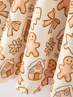 Christmas Gingerbread Cookie Girls Long Sleeve Twirl Dress Rylee Faith Designs