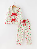 Christmas Lights Print Bow Tie Pajamas Set Rylee Faith Designs