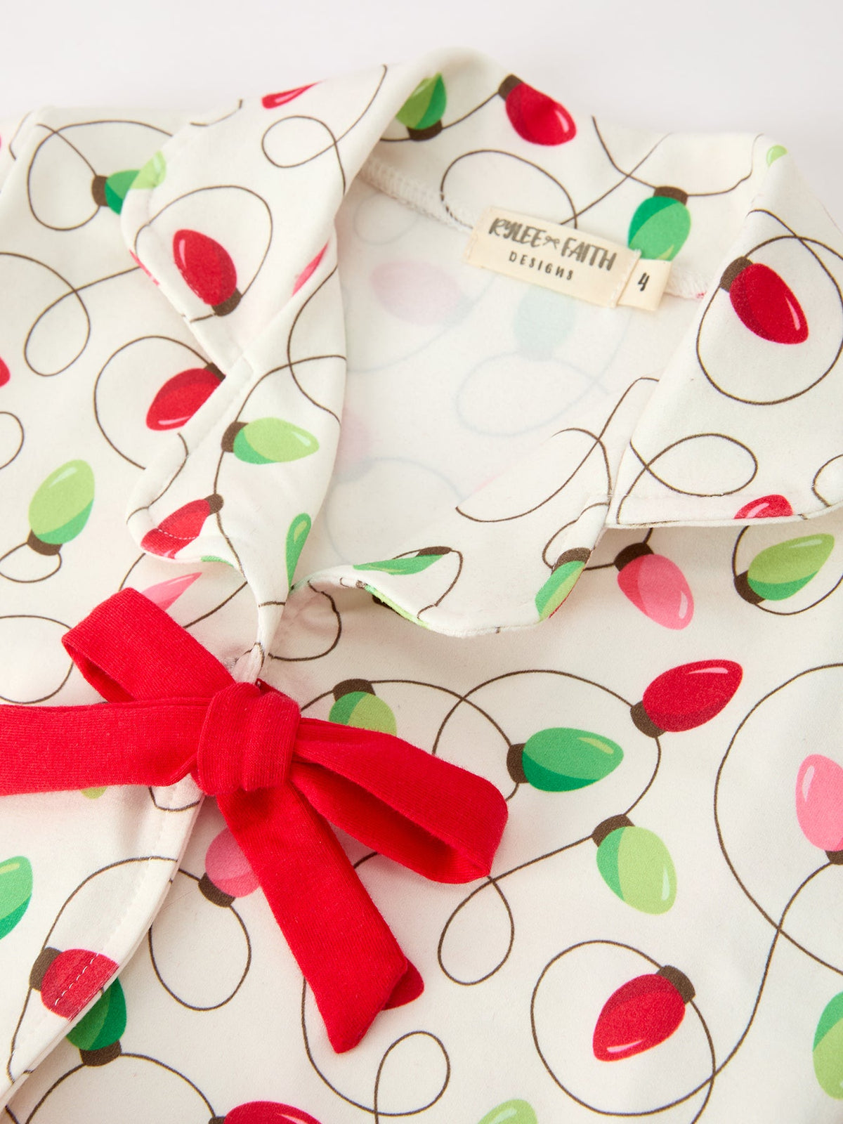 Christmas Lights Print Bow Tie Pajamas Set Rylee Faith Designs