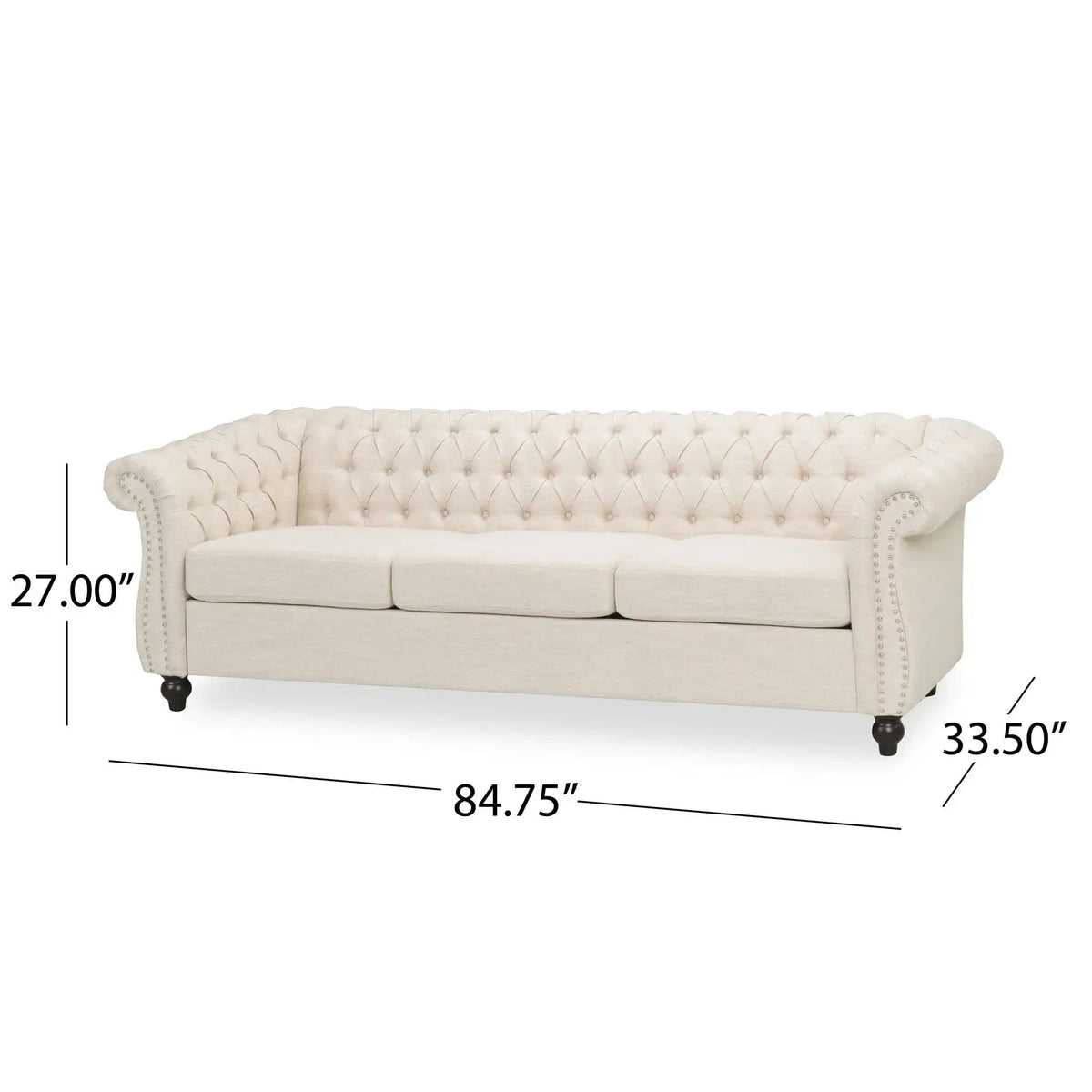Chesterfield Style 3 Seater Sofa with Deep Button Tufting - Multiple Colors HouseOfZazla