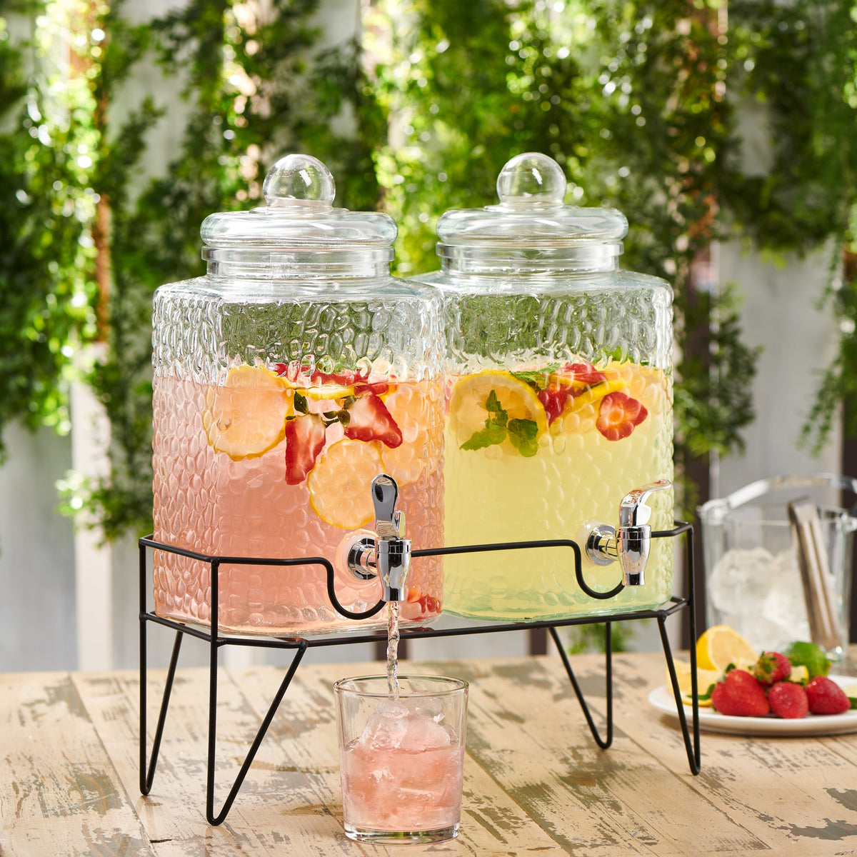 Hamburg (Set of 2) Beverage Dispensers with Stand 1.5 Gal Each