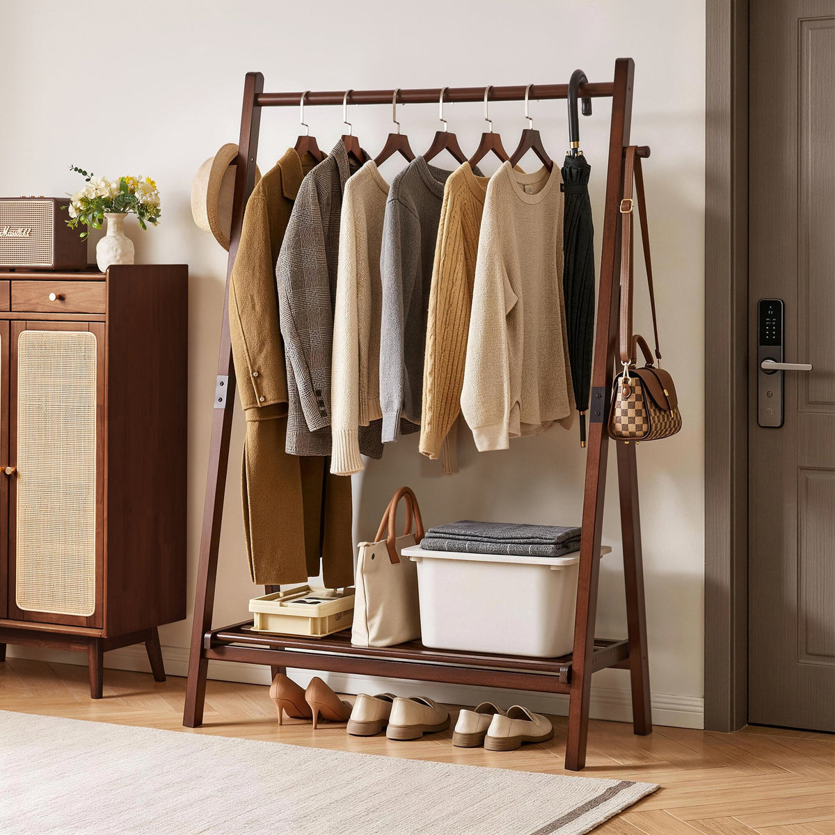 Heavy-Duty Solid Wood Freestanding Clothes Rack HouseOfZazla