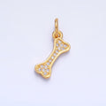24K Gold Filled CZ Micro Paved Pet Animal Dog Bone Charm | W422