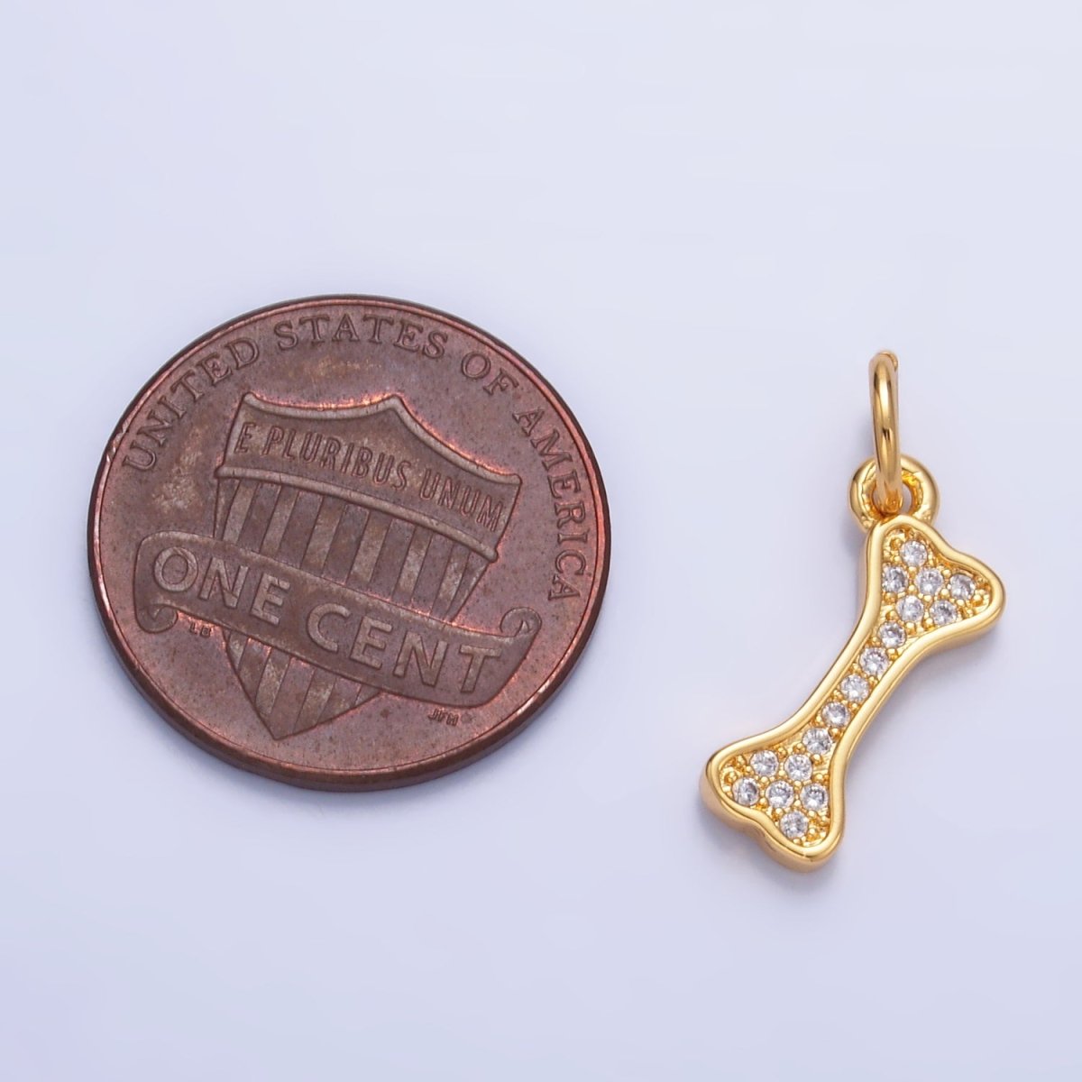 24K Gold Filled CZ Micro Paved Pet Animal Dog Bone Charm | W422