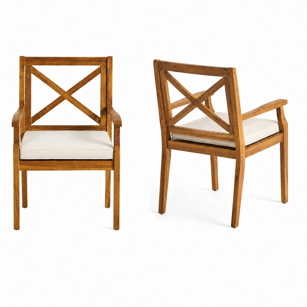 9-Piece Acacia Wood Outdoor Patio Dining Set with X-Back Chairs - Teak Finish HouseOfZazla