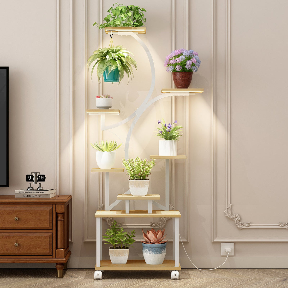 62" Tall Indoor Plant Stand with Grow Lights - 8 Tiered Shelf HouseOfZazla