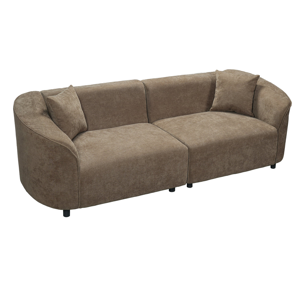 87" Curved Contemporary Sofa in Brown HouseOfZazla